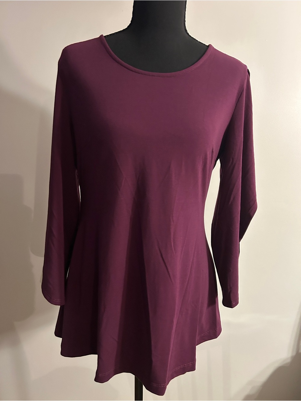 Betabrand Long-Sleeve Swing Tunic in Plum